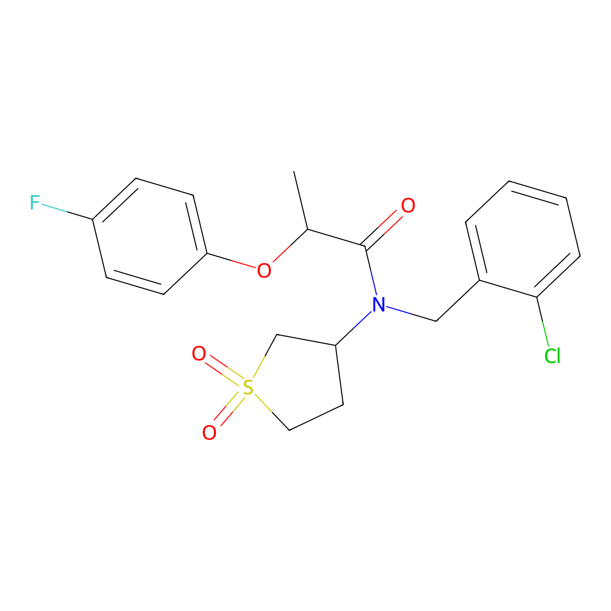 N-(2-chlorobenzyl)-N-(1,1-dioxidotetrahydrothiophen-3-yl)-2-(4-fluorophenoxy)propanamide molecular structure, CAS 620560-95-4