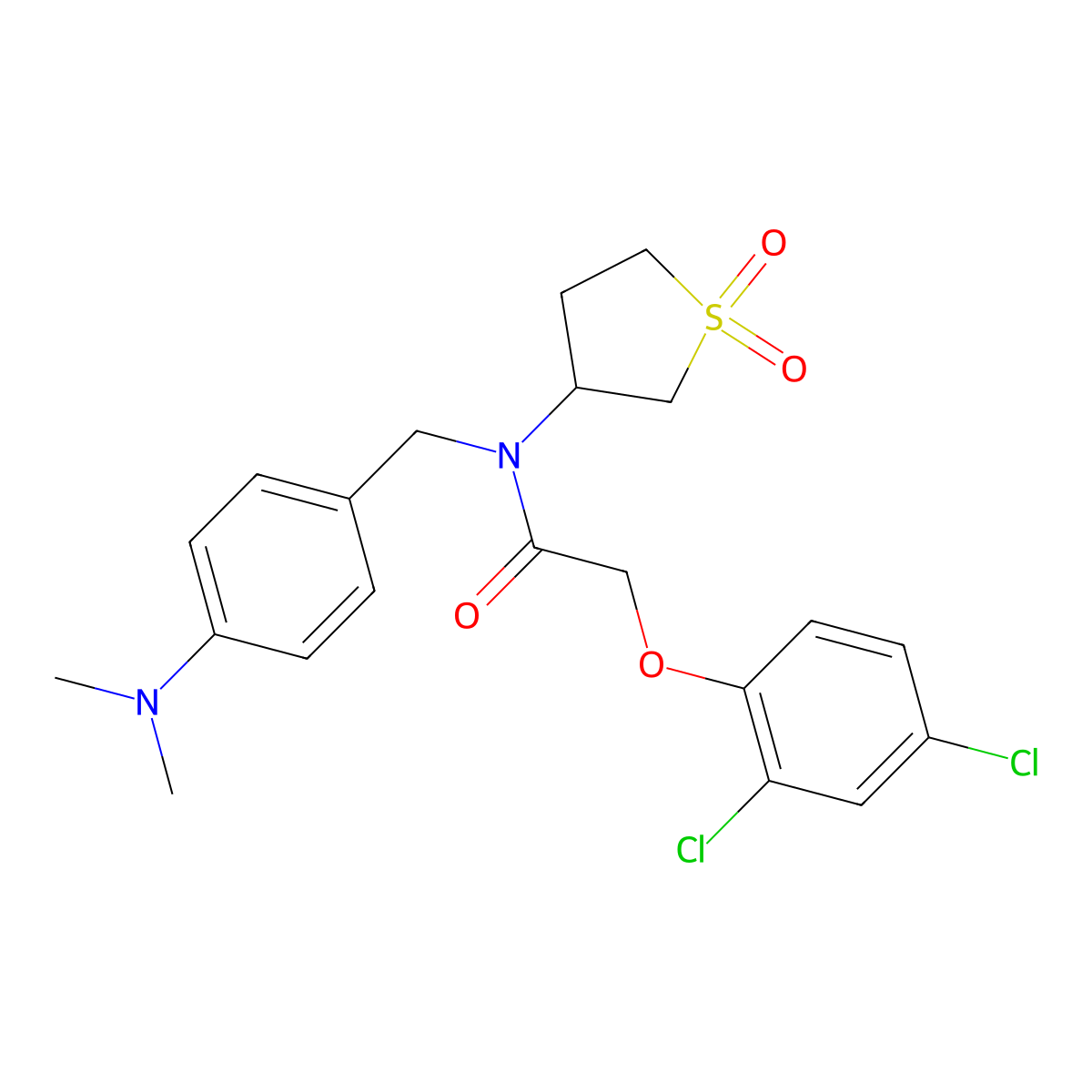 2-(2,4-dichlorophenoxy)-N-[4-(dimethylamino)benzyl]-N-(1,1-dioxidotetrahydrothiophen-3-yl)acetamide molecular structure, CAS 620560-97-6