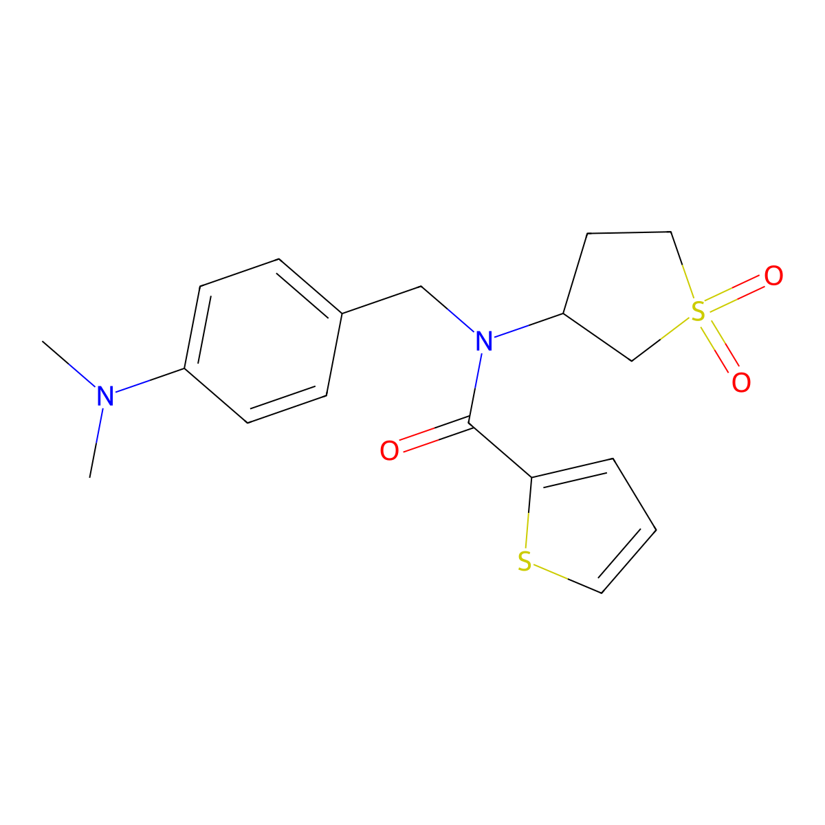 N-[4-(dimethylamino)benzyl]-N-(1,1-dioxidotetrahydrothiophen-3-yl)thiophene-2-carboxamide molecular structure, CAS 620561-14-0
