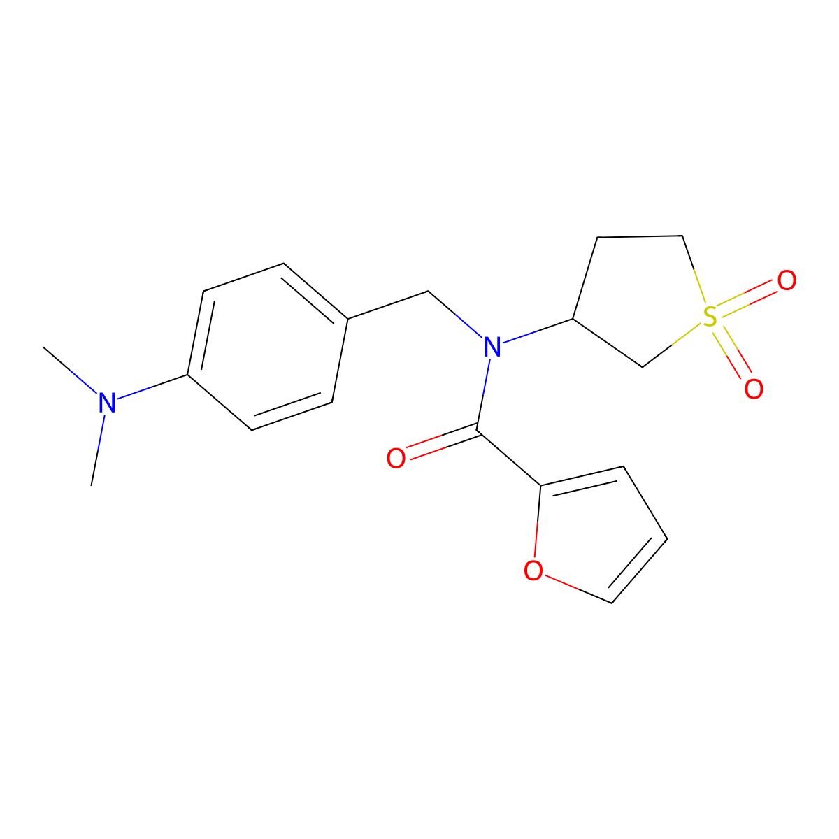 N-[4-(dimethylamino)benzyl]-N-(1,1-dioxidotetrahydro-3-thienyl)-2-furamide molecular structure, CAS 620561-17-3