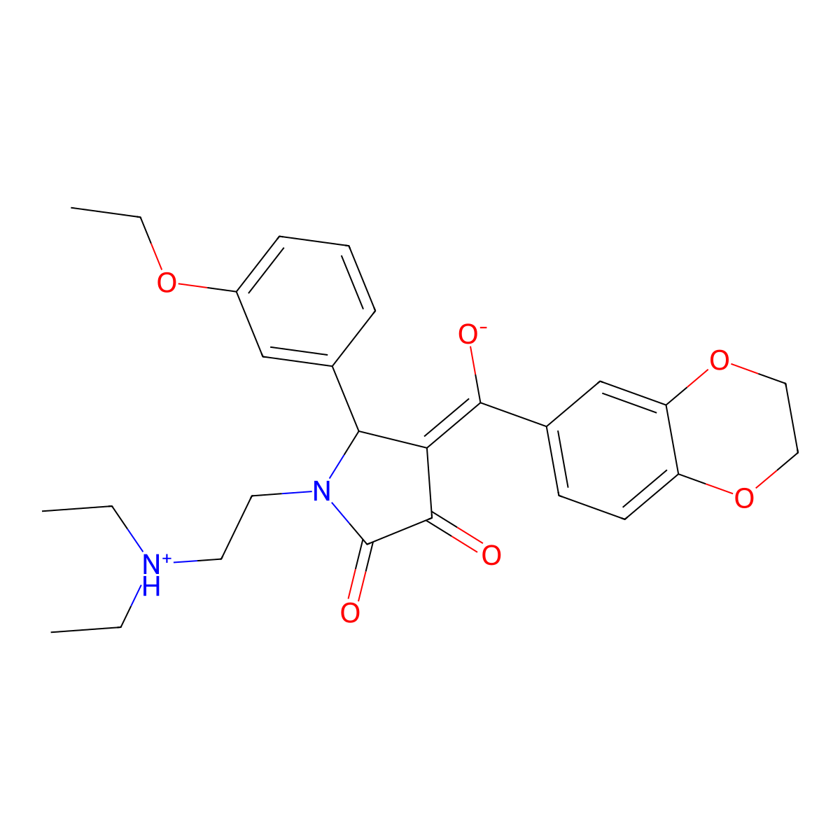 1-[2-(diethylamino)ethyl]-4-(2,3-dihydro-1,4-benzodioxine-6-carbonyl)-5-(3-ethoxyphenyl)-3-hydroxy-2,5-dihydro-1H-pyrrol-2-one molecular structure, CAS 620561-20-8