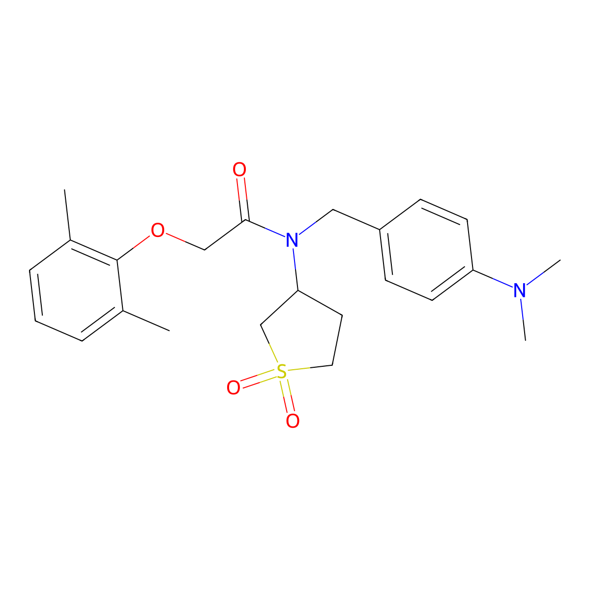 N-[4-(dimethylamino)benzyl]-2-(2,6-dimethylphenoxy)-N-(1,1-dioxidotetrahydrothiophen-3-yl)acetamide molecular structure, CAS 620561-46-8