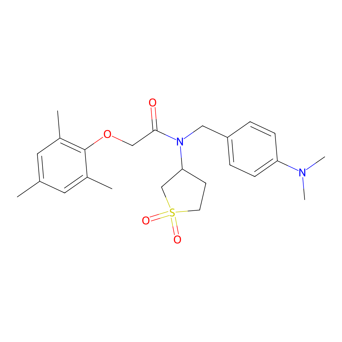N-[4-(dimethylamino)benzyl]-N-(1,1-dioxidotetrahydrothiophen-3-yl)-2-(2,4,6-trimethylphenoxy)acetamide molecular structure, CAS 620561-50-4