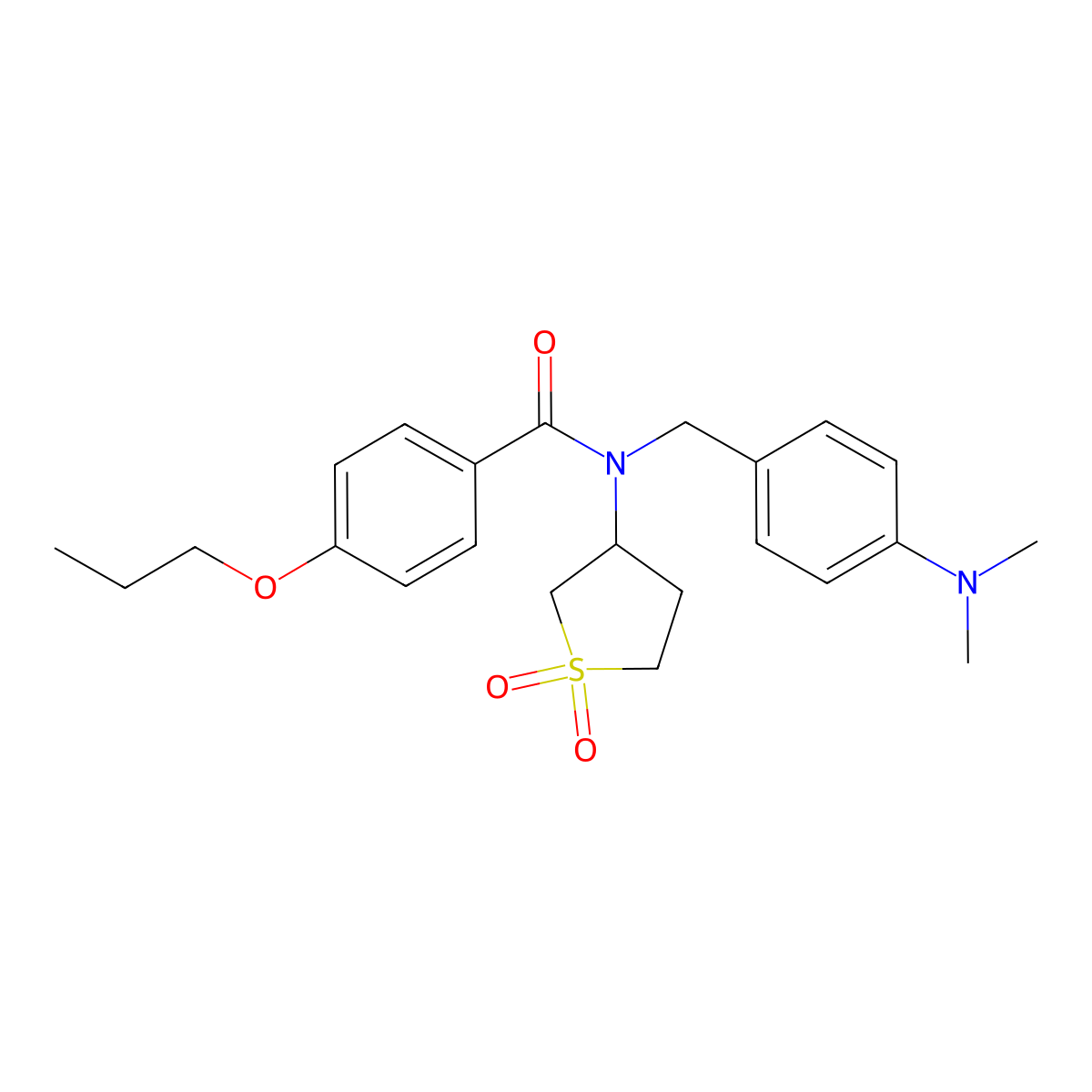 N-[4-(dimethylamino)benzyl]-N-(1,1-dioxidotetrahydrothiophen-3-yl)-4-propoxybenzamide molecular structure, CAS 620561-54-8