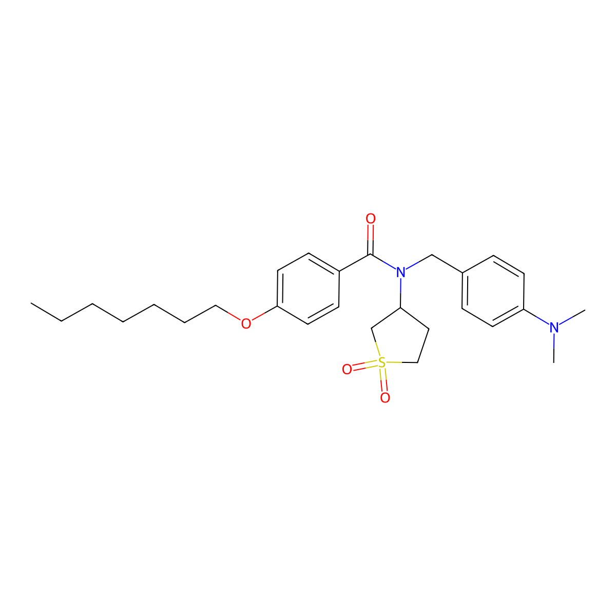 N-[4-(dimethylamino)benzyl]-N-(1,1-dioxidotetrahydrothiophen-3-yl)-4-(heptyloxy)benzamide molecular structure, CAS 620561-66-2