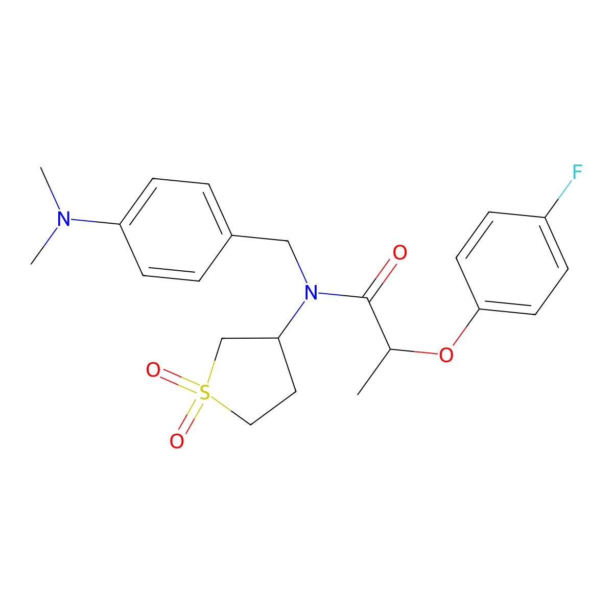 N-[4-(dimethylamino)benzyl]-N-(1,1-dioxidotetrahydrothiophen-3-yl)-2-(4-fluorophenoxy)propanamide molecular structure, CAS 620561-86-6