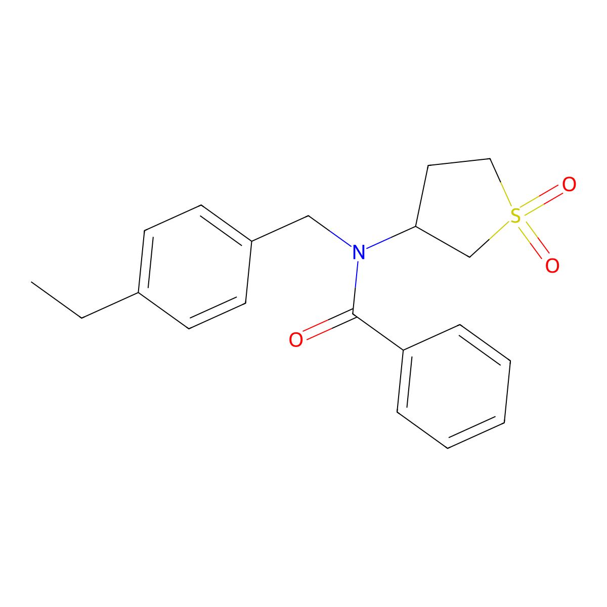 N-(1,1-dioxidotetrahydrothiophen-3-yl)-N-(4-ethylbenzyl)benzamide molecular structure, CAS 620562-00-7