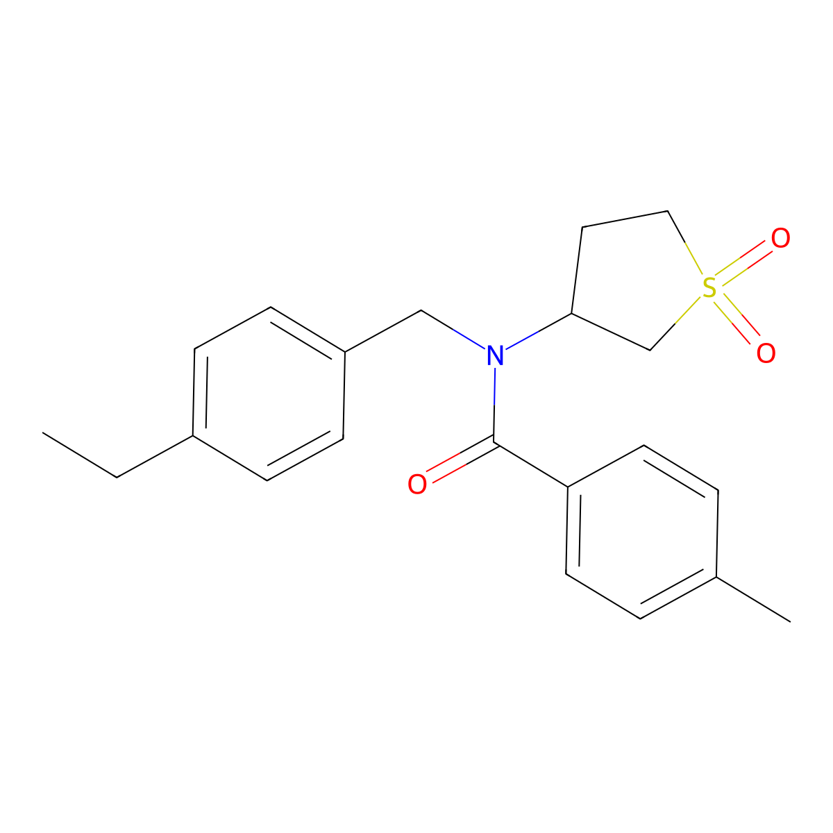 N-(1,1-dioxidotetrahydrothiophen-3-yl)-N-(4-ethylbenzyl)-4-methylbenzamide molecular structure, CAS 620562-05-2