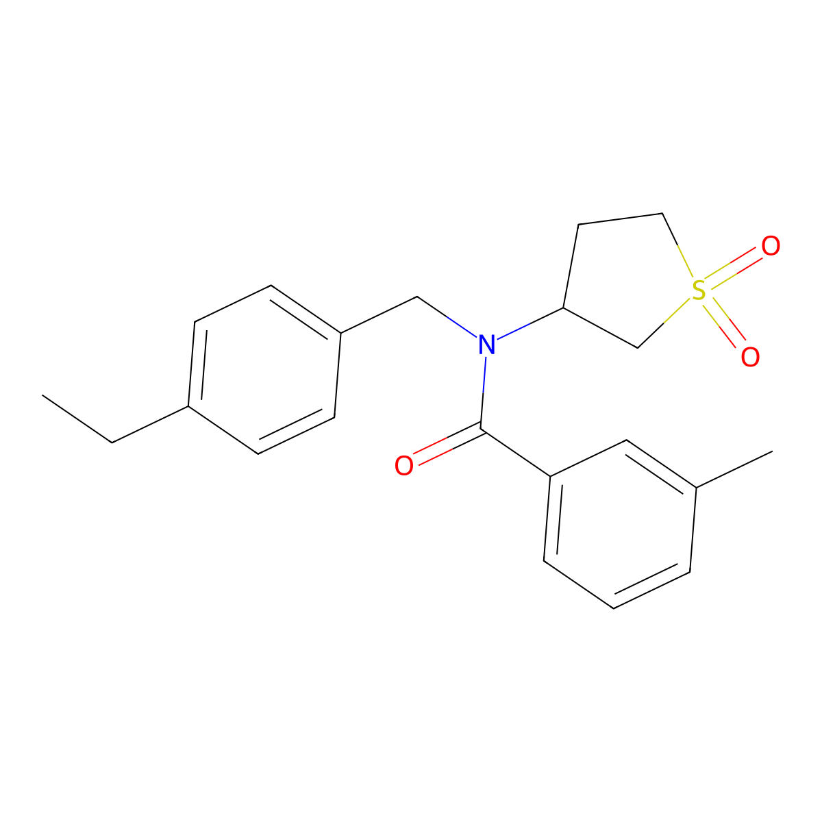 N-(1,1-dioxidotetrahydrothiophen-3-yl)-N-(4-ethylbenzyl)-3-methylbenzamide molecular structure, CAS 620562-08-5