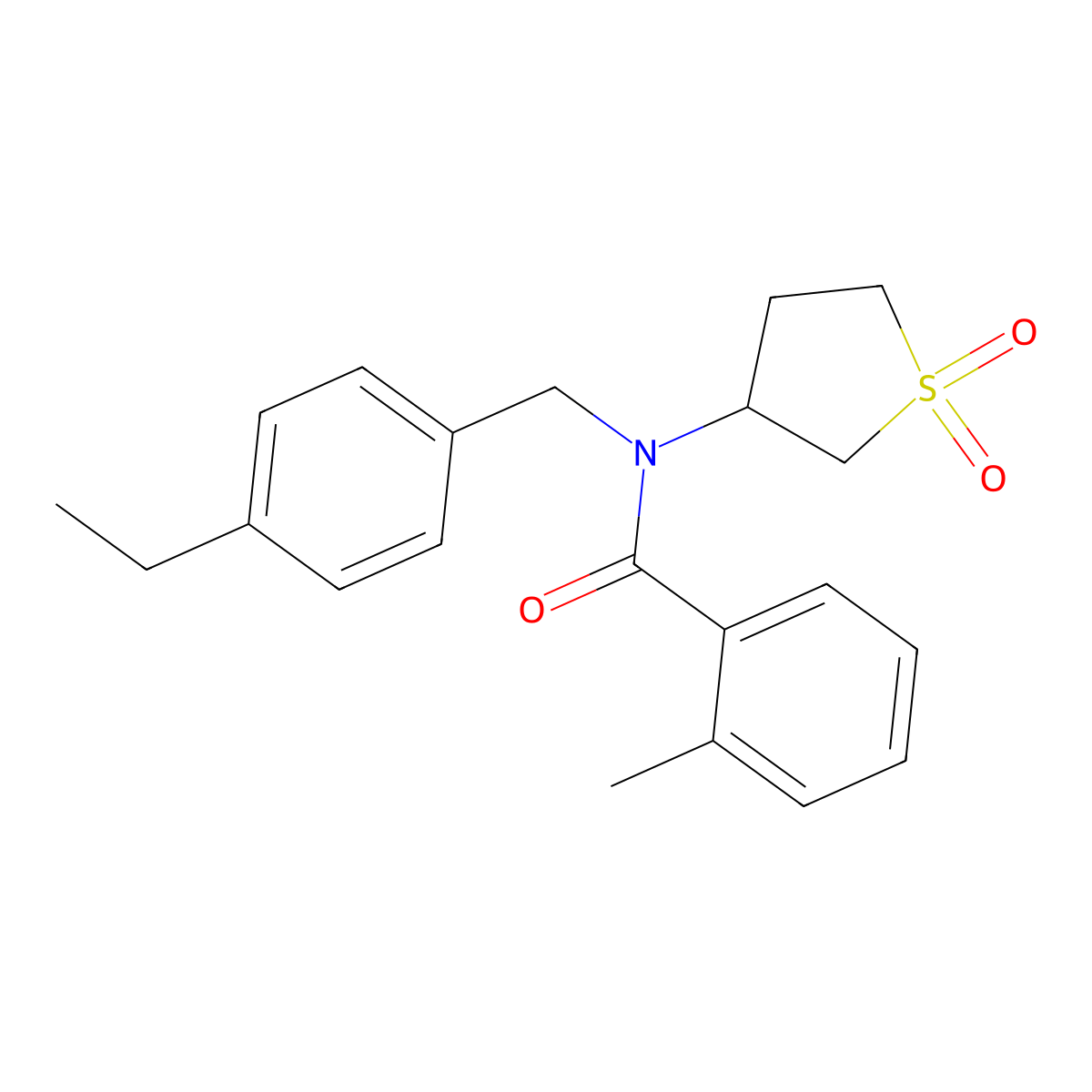 N-(1,1-dioxidotetrahydrothiophen-3-yl)-N-(4-ethylbenzyl)-2-methylbenzamide molecular structure, CAS 620562-12-1