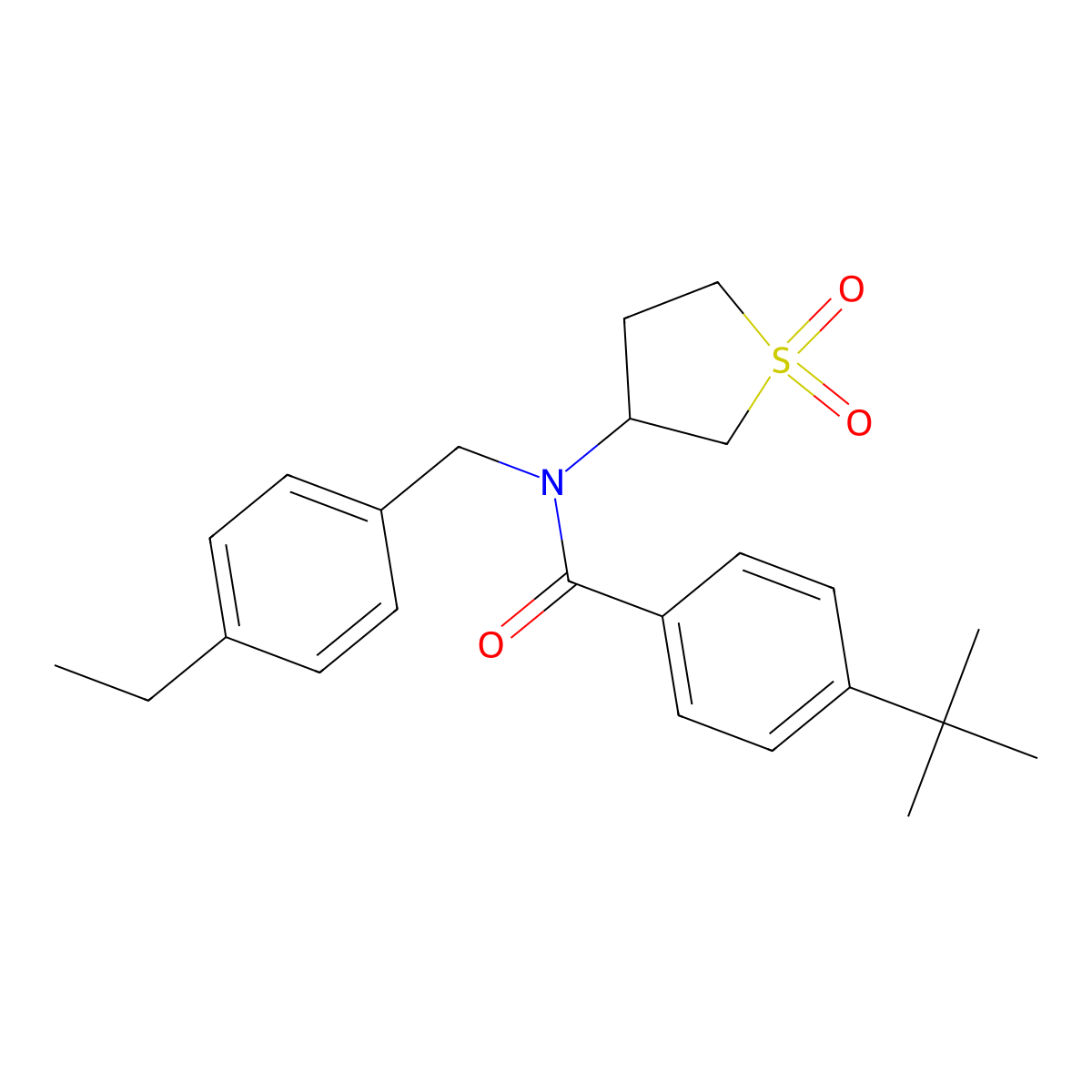 4-tert-butyl-N-(1,1-dioxidotetrahydrothiophen-3-yl)-N-(4-ethylbenzyl)benzamide molecular structure, CAS 620562-15-4