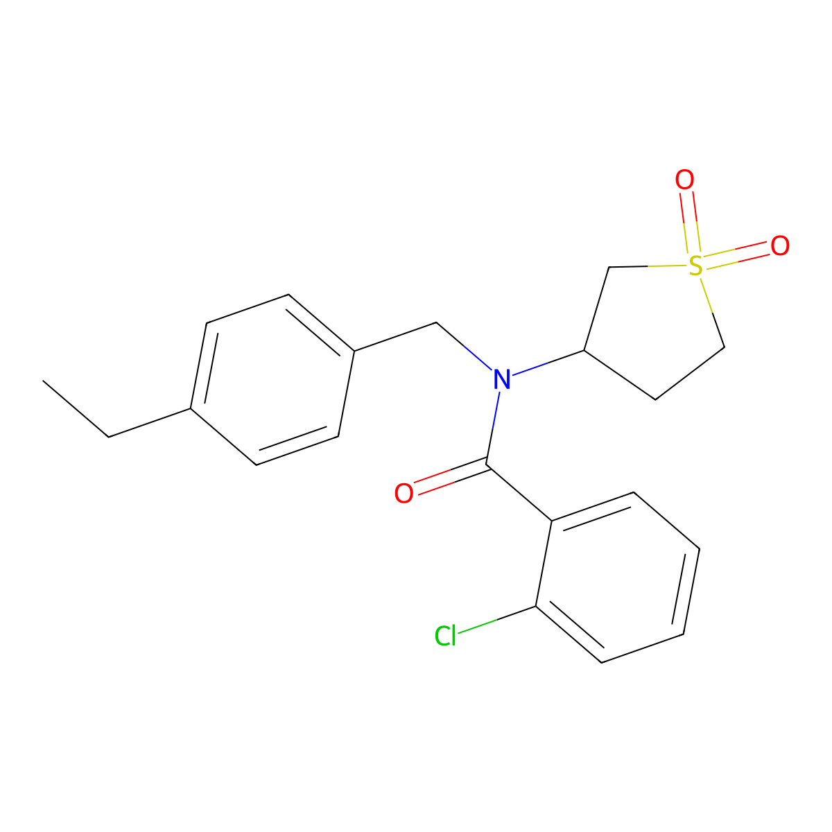 2-chloro-N-(1,1-dioxidotetrahydrothiophen-3-yl)-N-(4-ethylbenzyl)benzamide molecular structure, CAS 620562-31-4