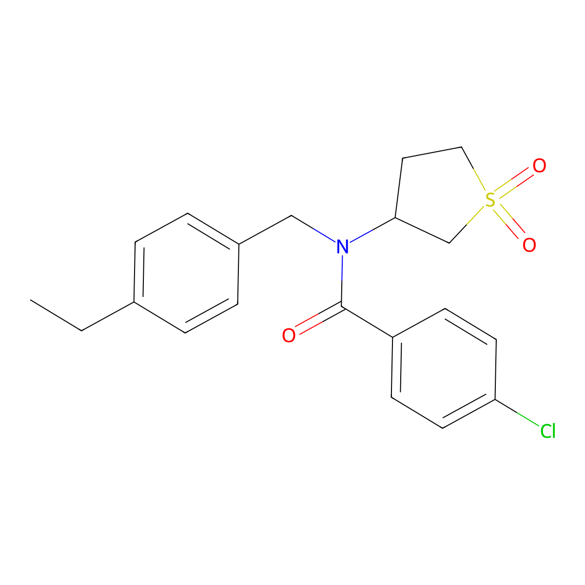 4-chloro-N-(1,1-dioxidotetrahydrothiophen-3-yl)-N-(4-ethylbenzyl)benzamide molecular structure, CAS 620562-35-8