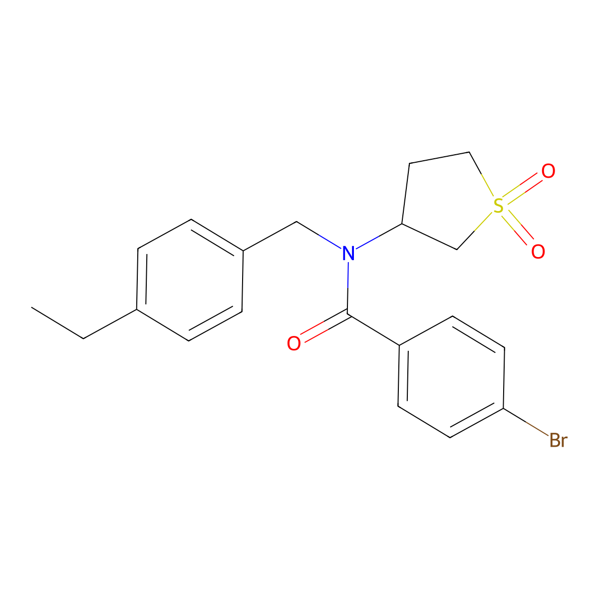 4-bromo-N-(1,1-dioxidotetrahydro-3-thienyl)-N-(4-ethylbenzyl)benzamide molecular structure, CAS 620562-43-8