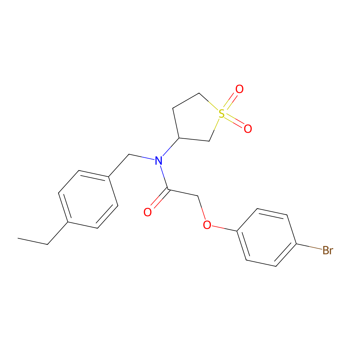 2-(4-bromophenoxy)-N-(1,1-dioxidotetrahydrothiophen-3-yl)-N-(4-ethylbenzyl)acetamide molecular structure, CAS 620562-54-1