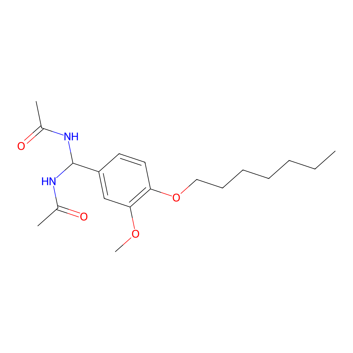 N-[acetamido-(4-heptoxy-3-methoxyphenyl)methyl]acetamide molecular structure, CAS 620562-55-2