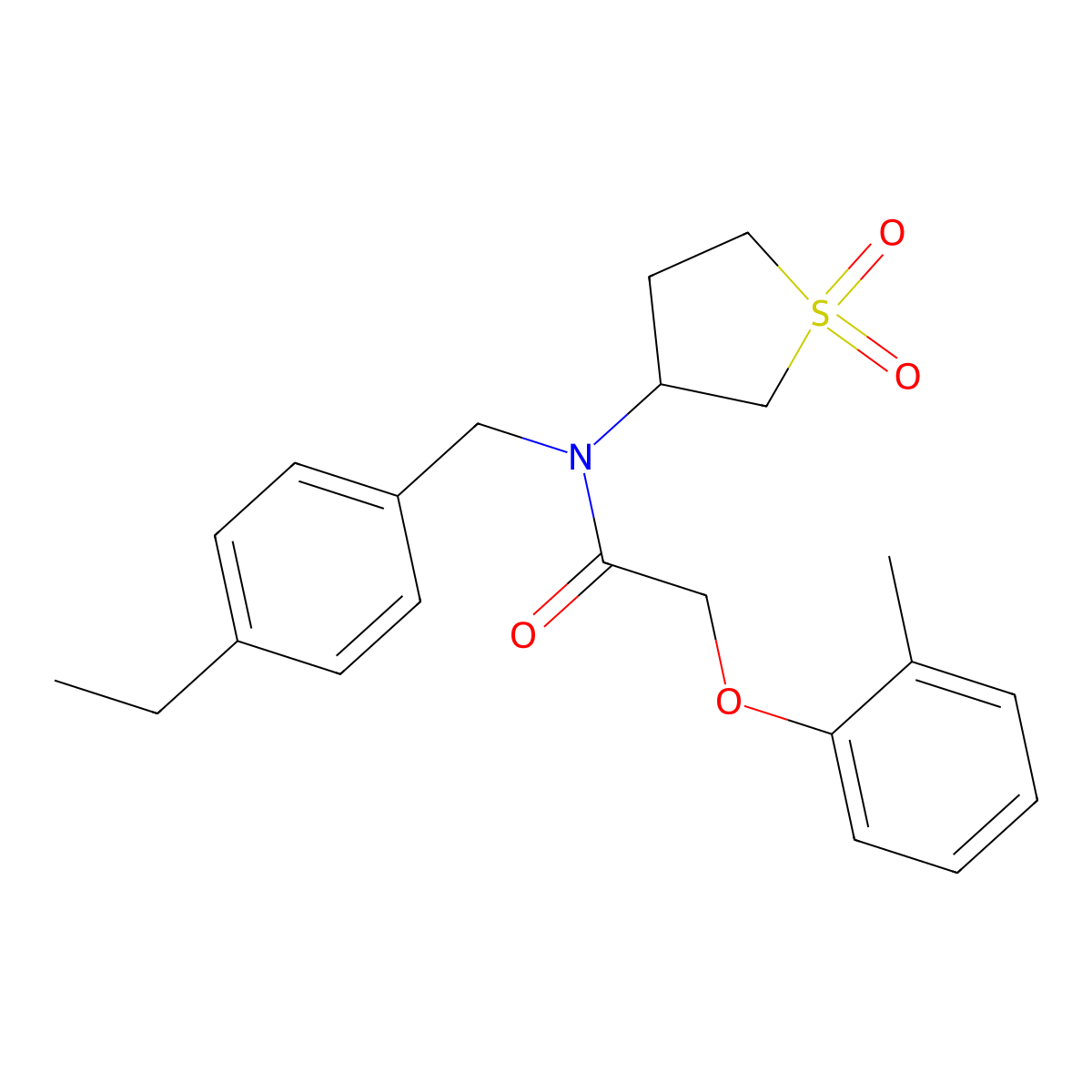 N-(1,1-dioxidotetrahydrothiophen-3-yl)-N-(4-ethylbenzyl)-2-(2-methylphenoxy)acetamide molecular structure, CAS 620562-78-9