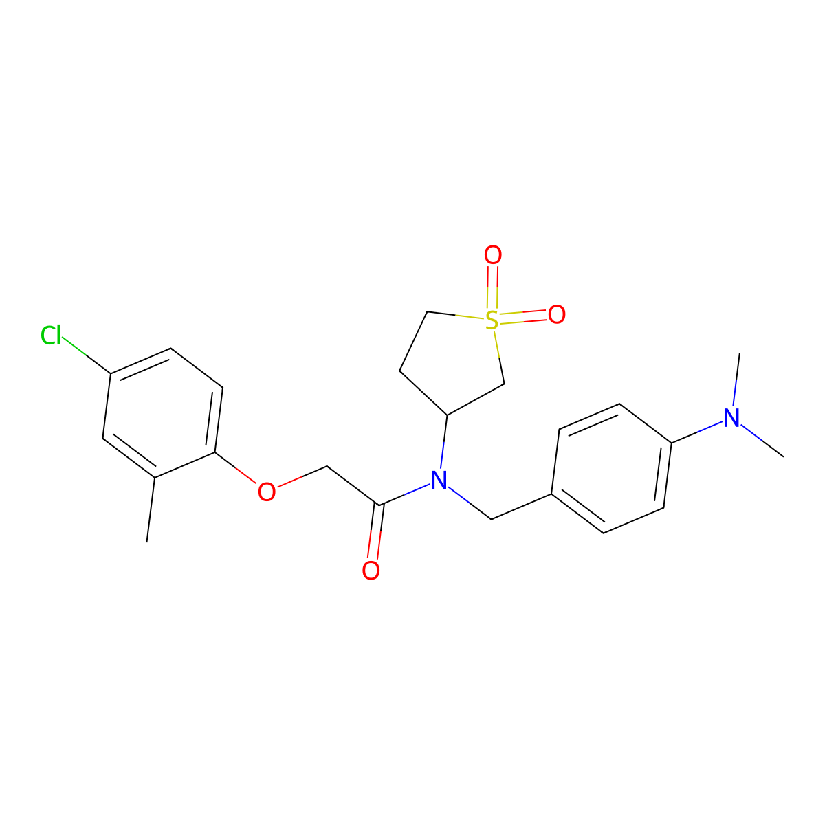 2-(4-chloro-2-methylphenoxy)-N-[4-(dimethylamino)benzyl]-N-(1,1-dioxidotetrahydrothiophen-3-yl)acetamide molecular structure, CAS 620562-81-4