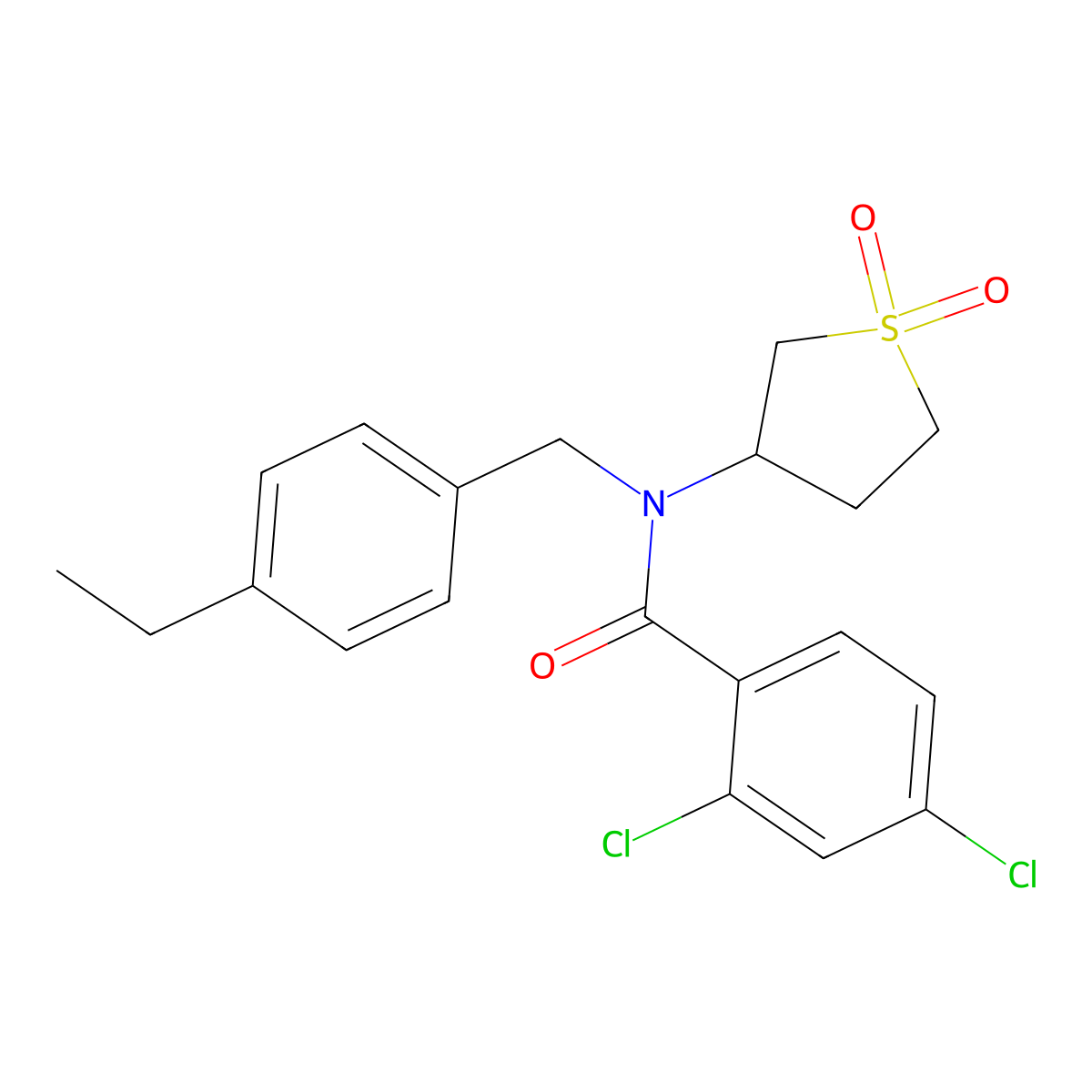 2,4-dichloro-N-(1,1-dioxidotetrahydrothiophen-3-yl)-N-(4-ethylbenzyl)benzamide molecular structure, CAS 620563-07-7