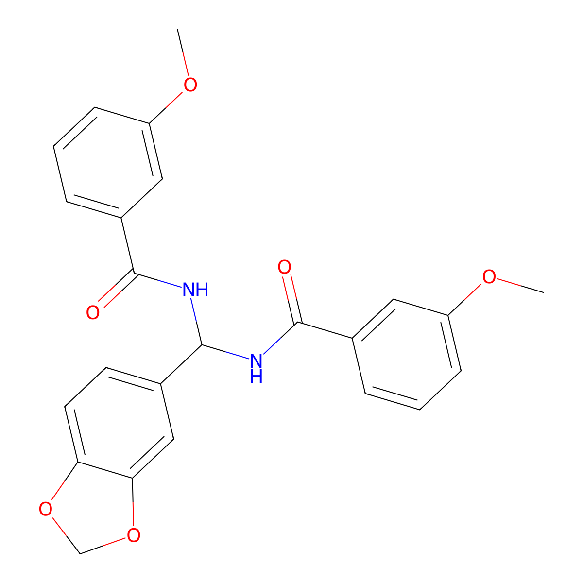 N-[1,3-benzodioxol-5-yl-[(3-methoxybenzoyl)amino]methyl]-3-methoxybenzamide molecular structure, CAS 620563-09-9
