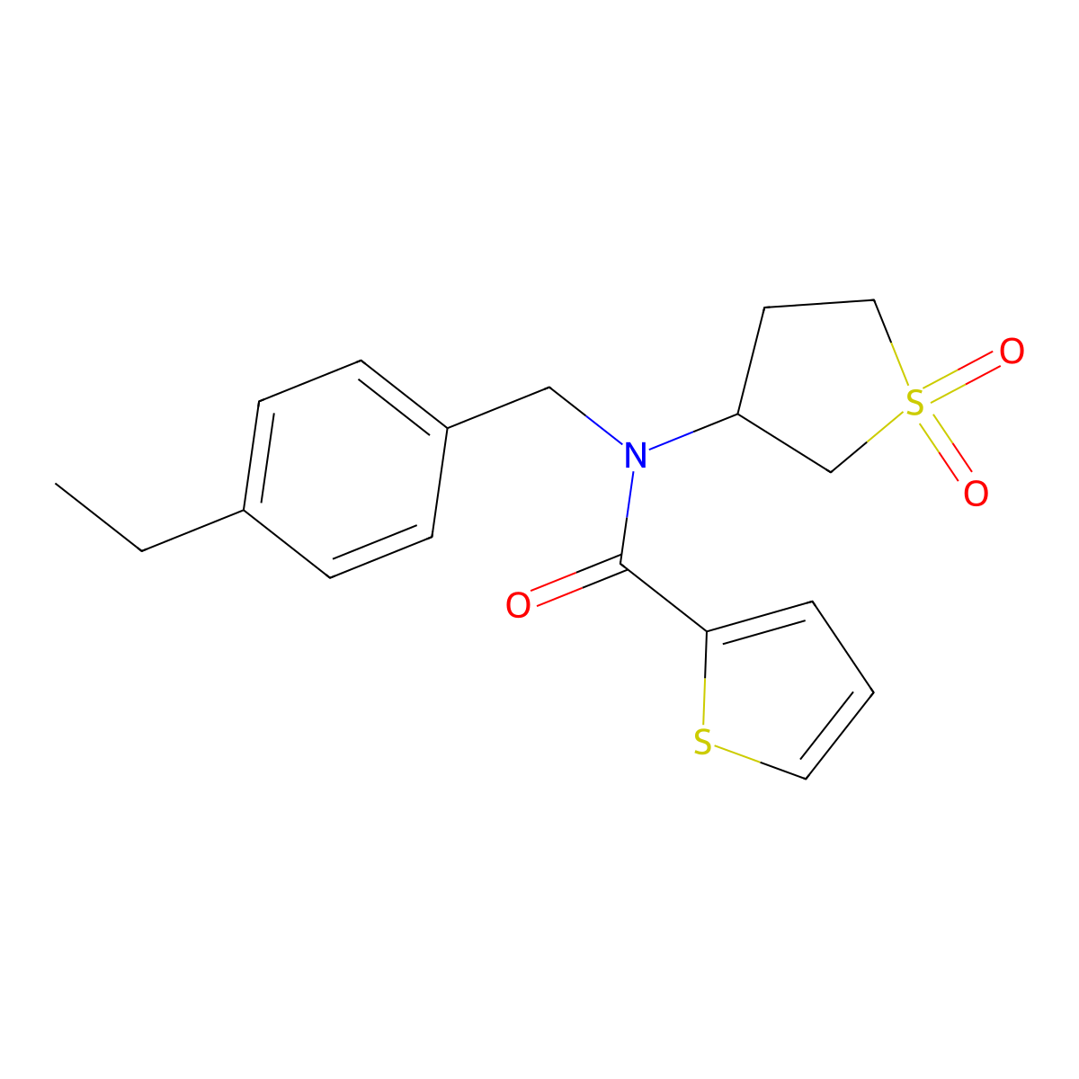 N-(1,1-dioxidotetrahydrothiophen-3-yl)-N-(4-ethylbenzyl)thiophene-2-carboxamide molecular structure, CAS 620563-12-4