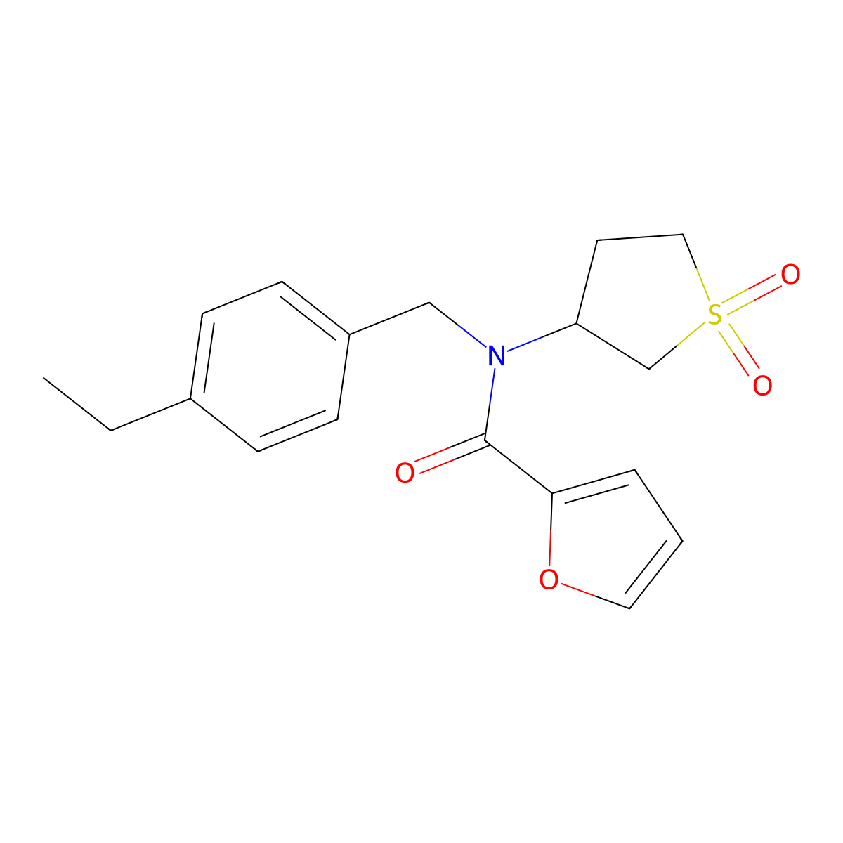 N-(1,1-dioxidotetrahydro-3-thienyl)-N-(4-ethylbenzyl)-2-furamide molecular structure, CAS 620563-17-9