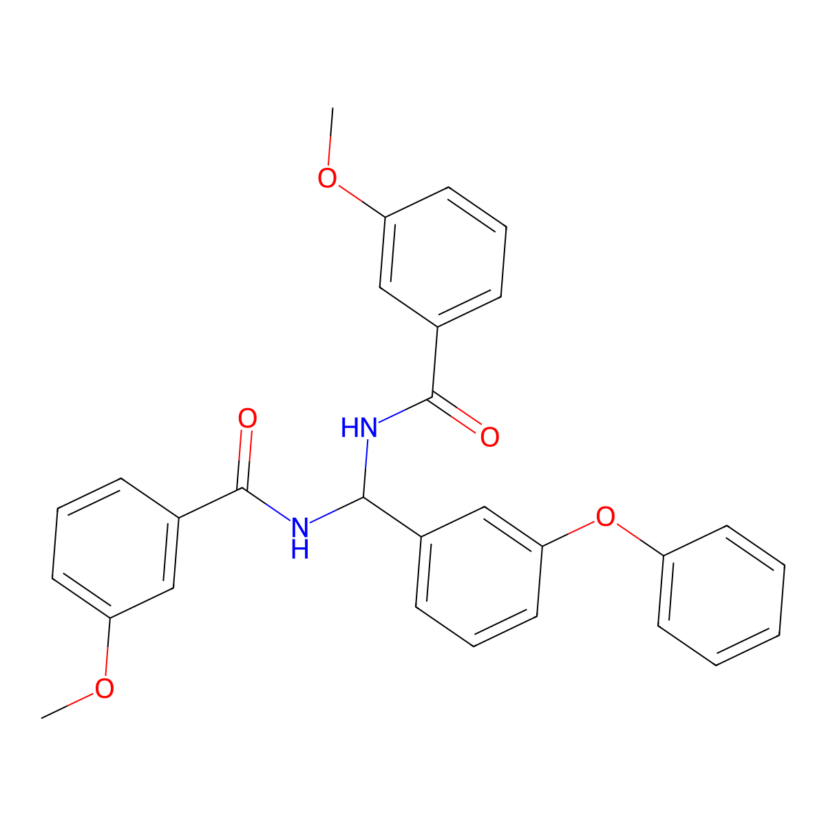 3-methoxy-N-[[(3-methoxybenzoyl)amino]-(3-phenoxyphenyl)methyl]benzamide molecular structure, CAS 620563-30-6