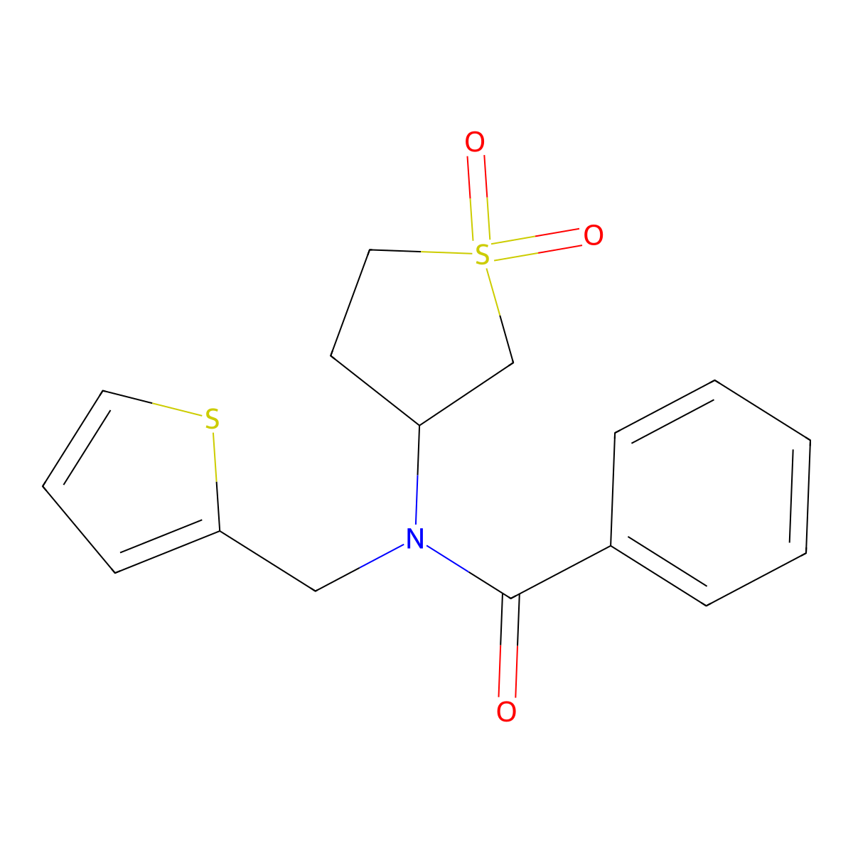 N-(1,1-dioxo-3-thiolanyl)-N-(thiophen-2-ylmethyl)benzamide molecular structure, CAS 620563-32-8