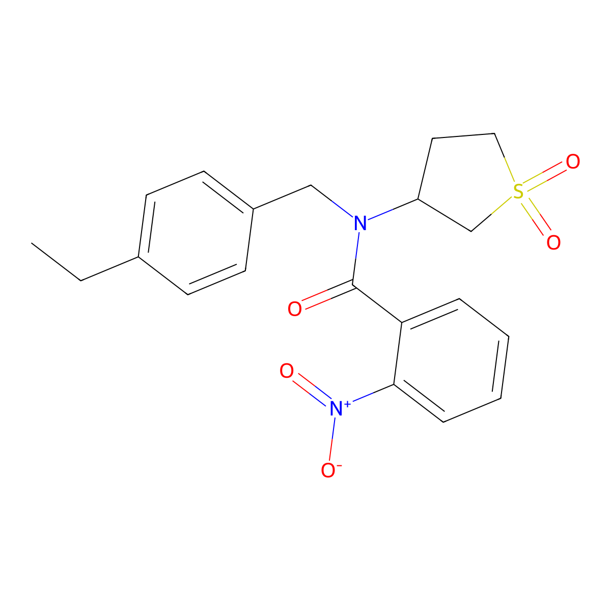 N-(1,1-dioxidotetrahydrothiophen-3-yl)-N-(4-ethylbenzyl)-2-nitrobenzamide molecular structure, CAS 620563-40-8