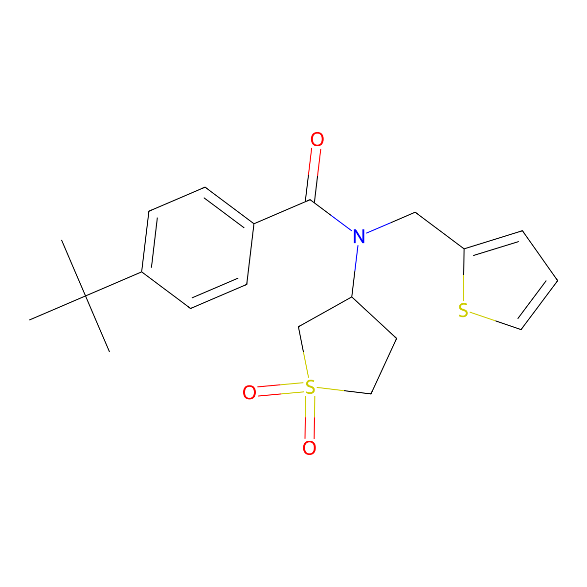 4-tert-butyl-N-(1,1-dioxidotetrahydrothiophen-3-yl)-N-(thiophen-2-ylmethyl)benzamide molecular structure, CAS 620563-46-4