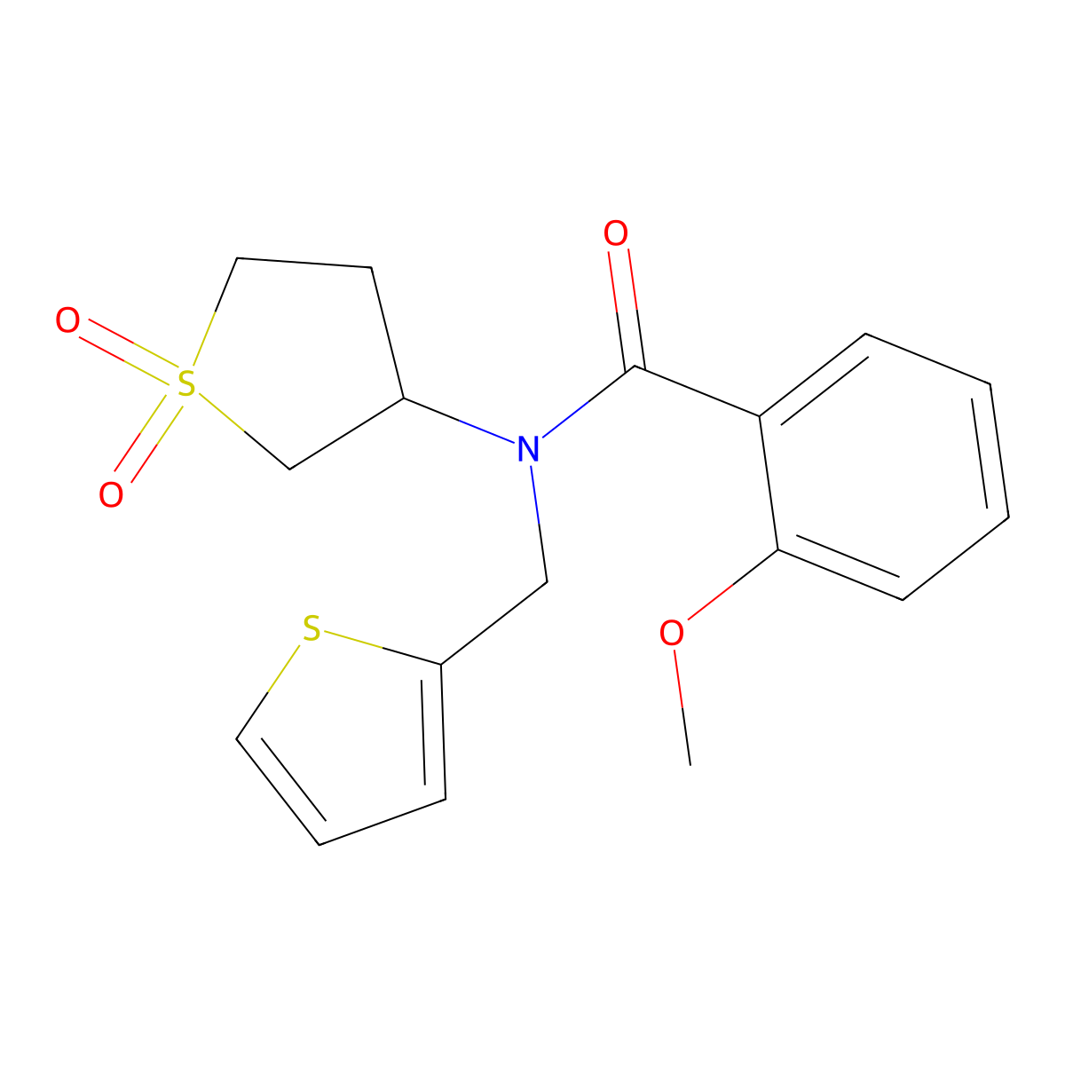N-(1,1-dioxidotetrahydrothiophen-3-yl)-2-methoxy-N-(thiophen-2-ylmethyl)benzamide molecular structure, CAS 620563-55-5
