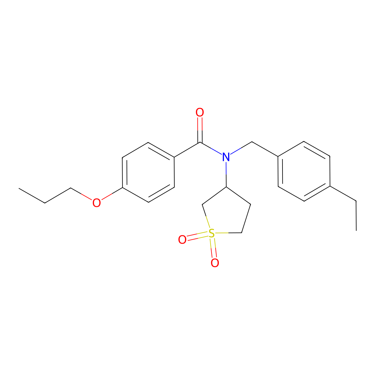 N-(1,1-dioxidotetrahydrothiophen-3-yl)-N-(4-ethylbenzyl)-4-propoxybenzamide molecular structure, CAS 620563-68-0