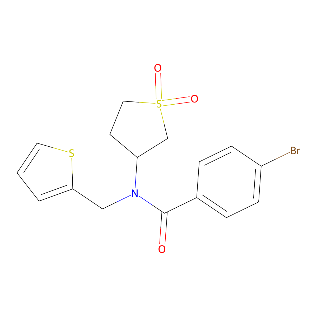 4-bromo-N-(1,1-dioxidotetrahydro-3-thienyl)-N-(2-thienylmethyl)benzamide molecular structure, CAS 620563-74-8