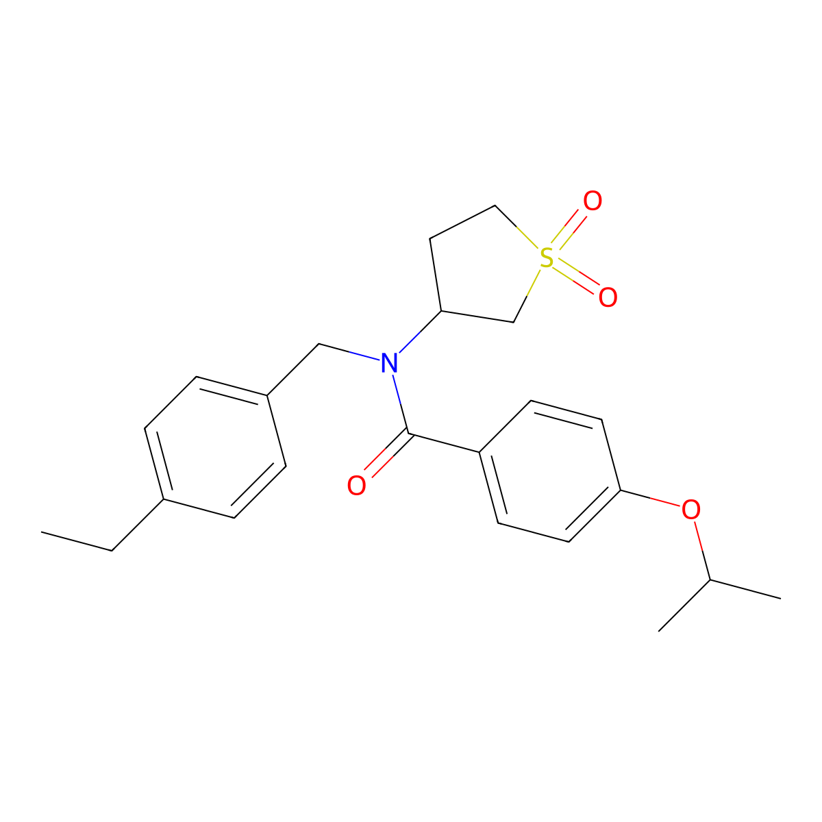 N-(1,1-dioxidotetrahydrothiophen-3-yl)-N-(4-ethylbenzyl)-4-(propan-2-yloxy)benzamide molecular structure, CAS 620563-84-0