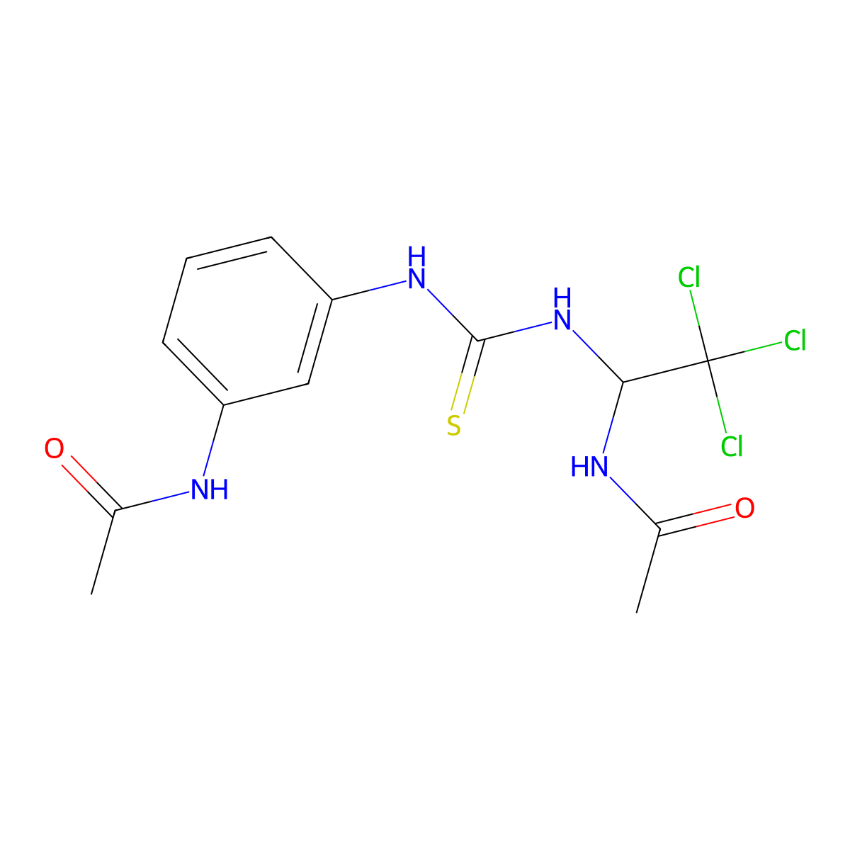 N-[3-[(1-acetamido-2,2,2-trichloroethyl)carbamothioylamino]phenyl]acetamide molecular structure, CAS 620564-50-3
