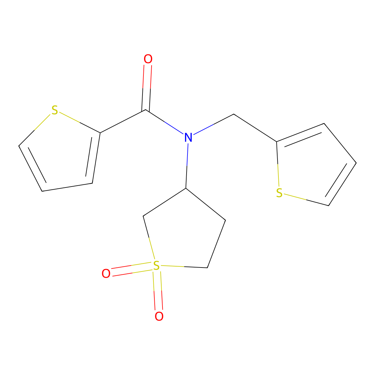 N-(1,1-dioxidotetrahydrothiophen-3-yl)-N-(thiophen-2-ylmethyl)thiophene-2-carboxamide molecular structure, CAS 620564-53-6