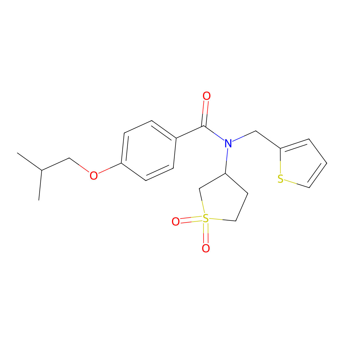 N-(1,1-dioxidotetrahydrothiophen-3-yl)-4-isobutoxy-N-(thiophen-2-ylmethyl)benzamide molecular structure, CAS 620565-68-6