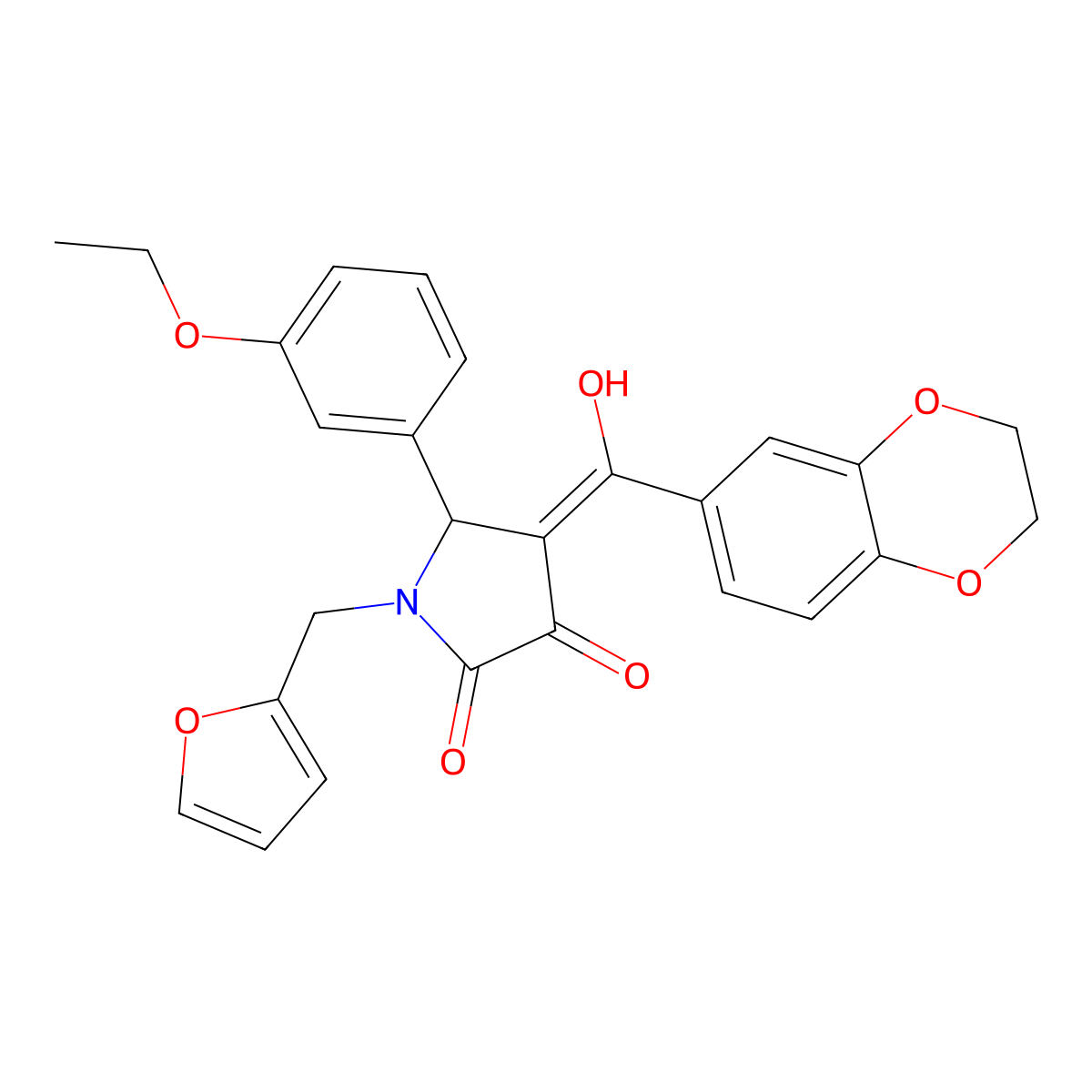 4-(2,3-dihydro-1,4-benzodioxine-6-carbonyl)-5-(3-ethoxyphenyl)-1-[(furan-2-yl)methyl]-3-hydroxy-2,5-dihydro-1H-pyrrol-2-one molecular structure, CAS 620565-92-6