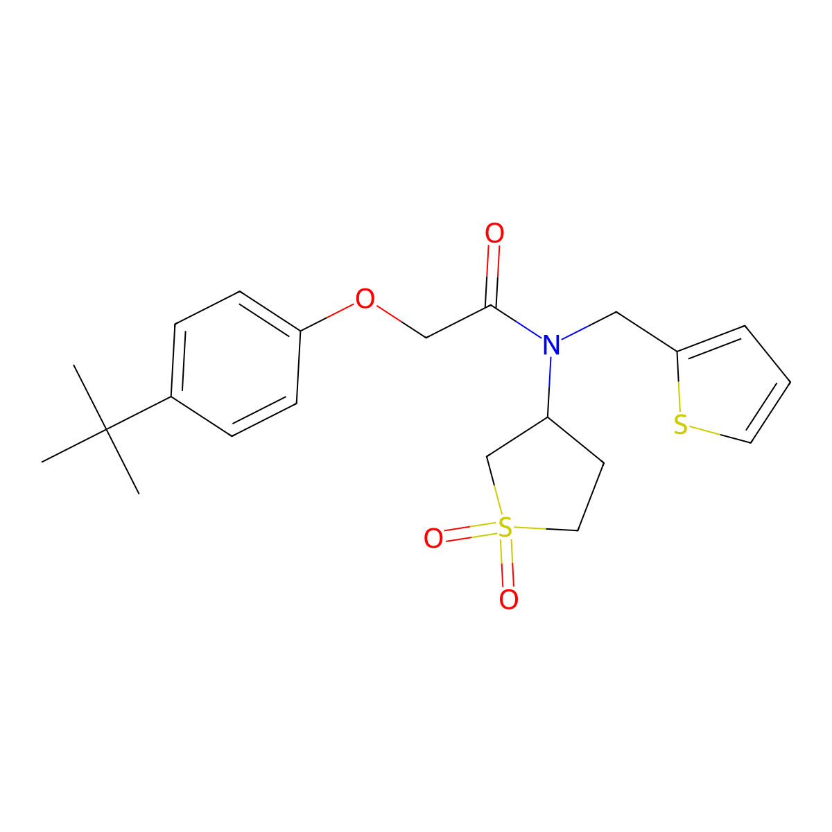 2-(4-tert-butylphenoxy)-N-(1,1-dioxidotetrahydrothiophen-3-yl)-N-(thiophen-2-ylmethyl)acetamide molecular structure, CAS 620566-17-8