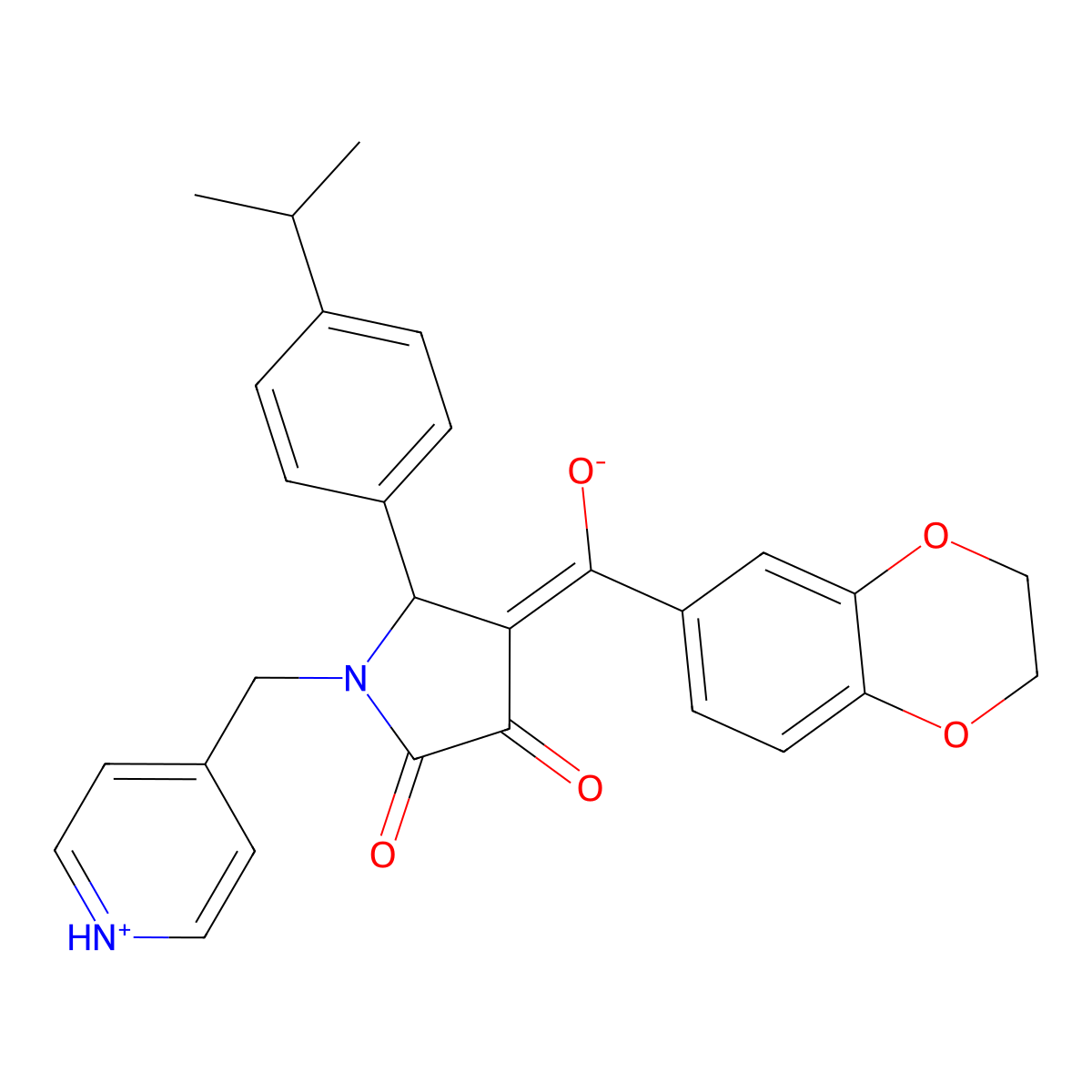 4-(2,3-dihydro-1,4-benzodioxine-6-carbonyl)-3-hydroxy-5-[4-(propan-2-yl)phenyl]-1-[(pyridin-4-yl)methyl]-2,5-dihydro-1H-pyrrol-2-one molecular structure, CAS 620566-44-1