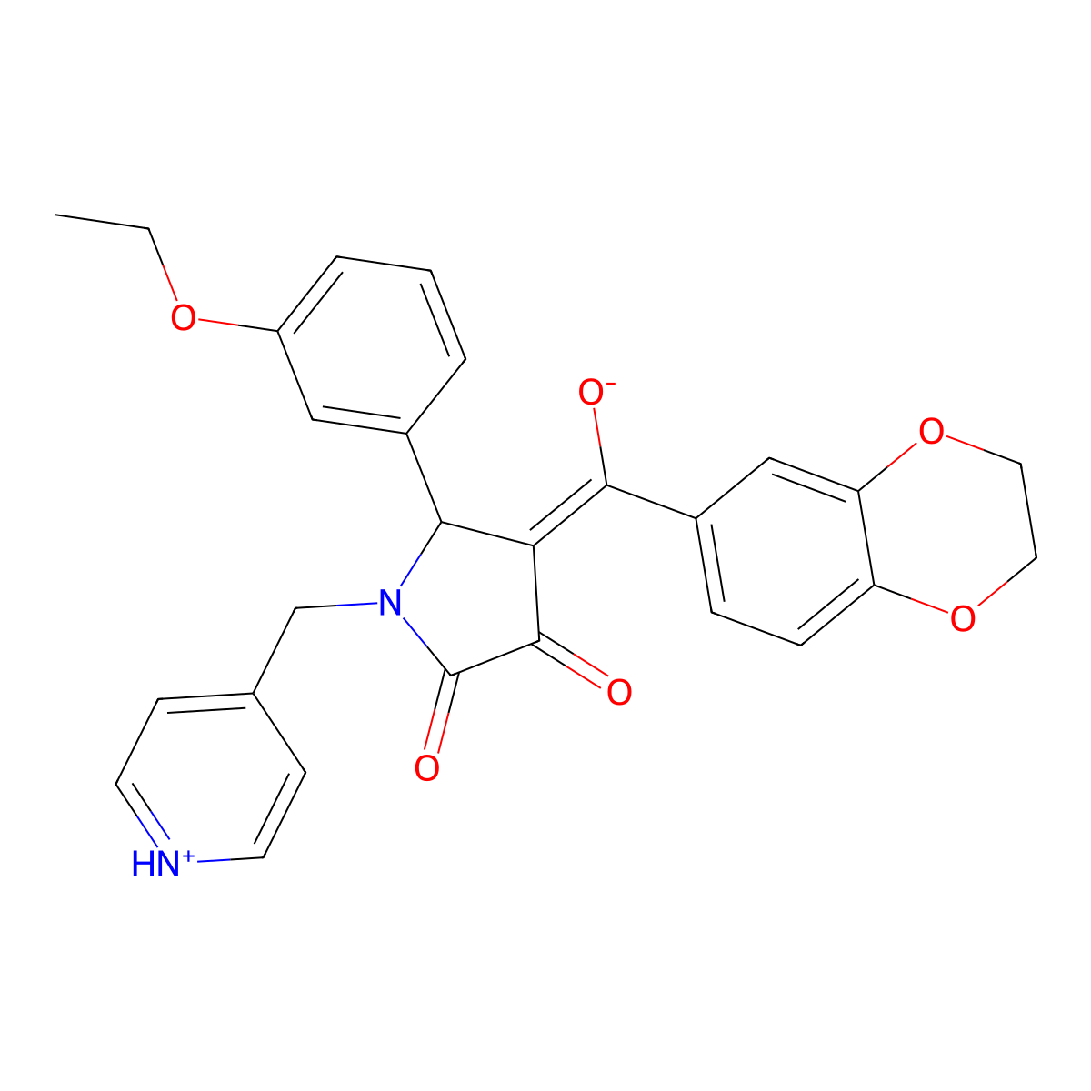 4-[2,3-Dihydro-1,4-benzodioxin-6-yl(hydroxy)methylidene]-5-(3-ethoxyphenyl)-1-(pyridin-4-ylmethyl)pyrrolidine-2,3-dione molecular structure, CAS 620566-96-3