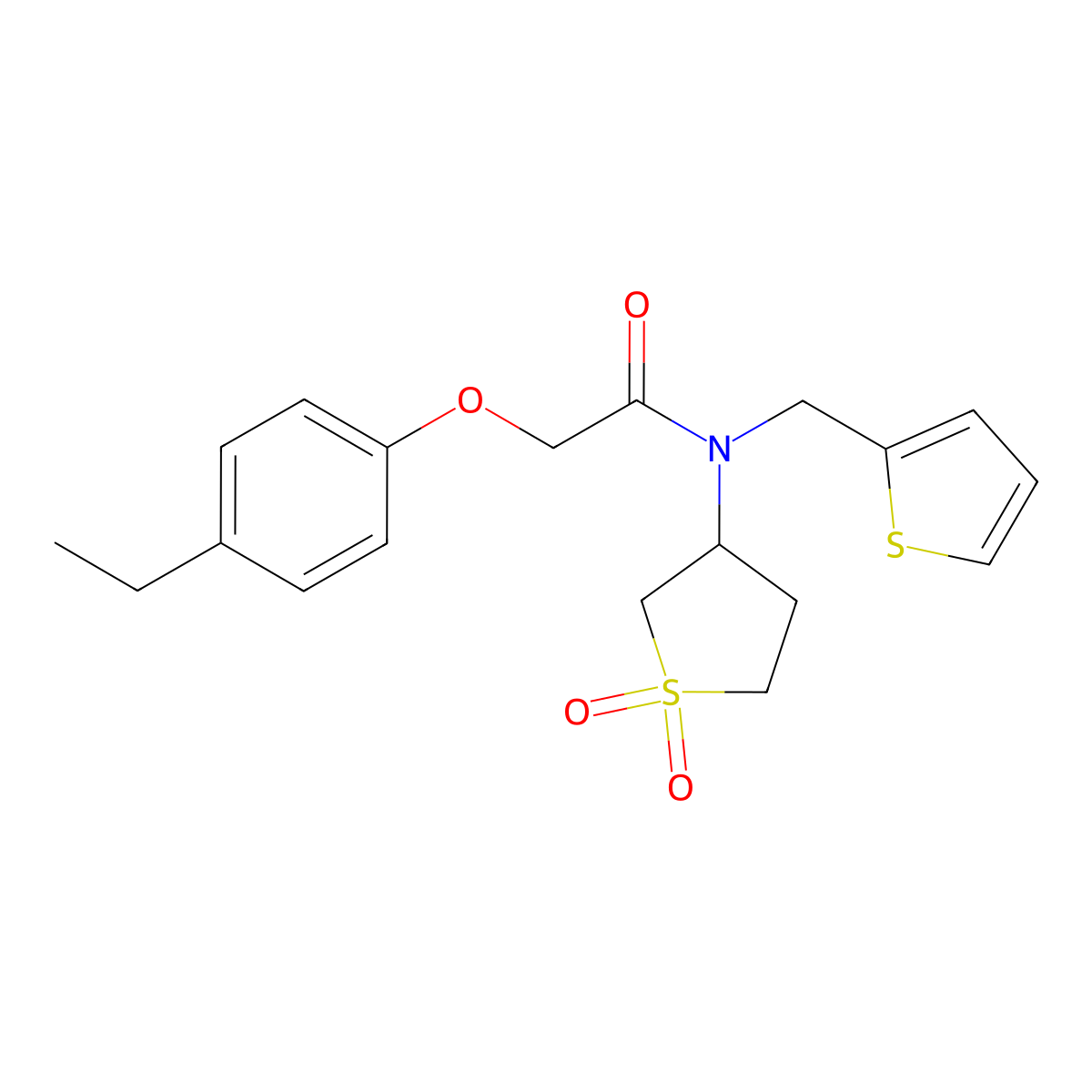 N-(1,1-dioxidotetrahydrothiophen-3-yl)-2-(4-ethylphenoxy)-N-(thiophen-2-ylmethyl)acetamide molecular structure, CAS 620566-97-4