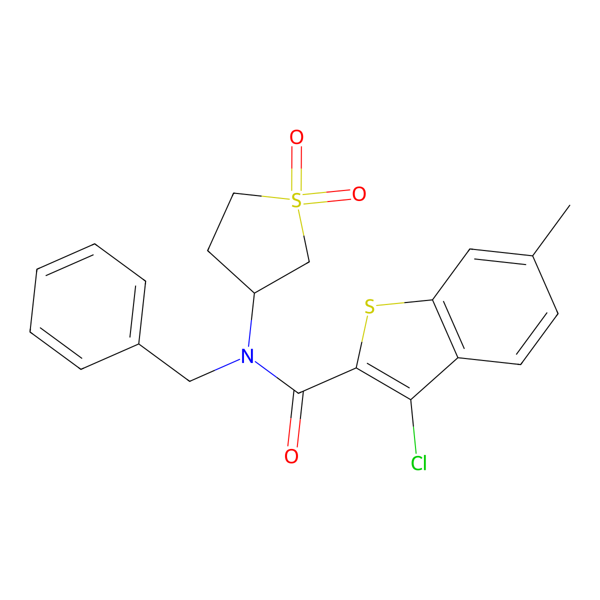 N-benzyl-3-chloro-N-(1,1-dioxidotetrahydrothiophen-3-yl)-6-methyl-1-benzothiophene-2-carboxamide molecular structure, CAS 620567-35-3
