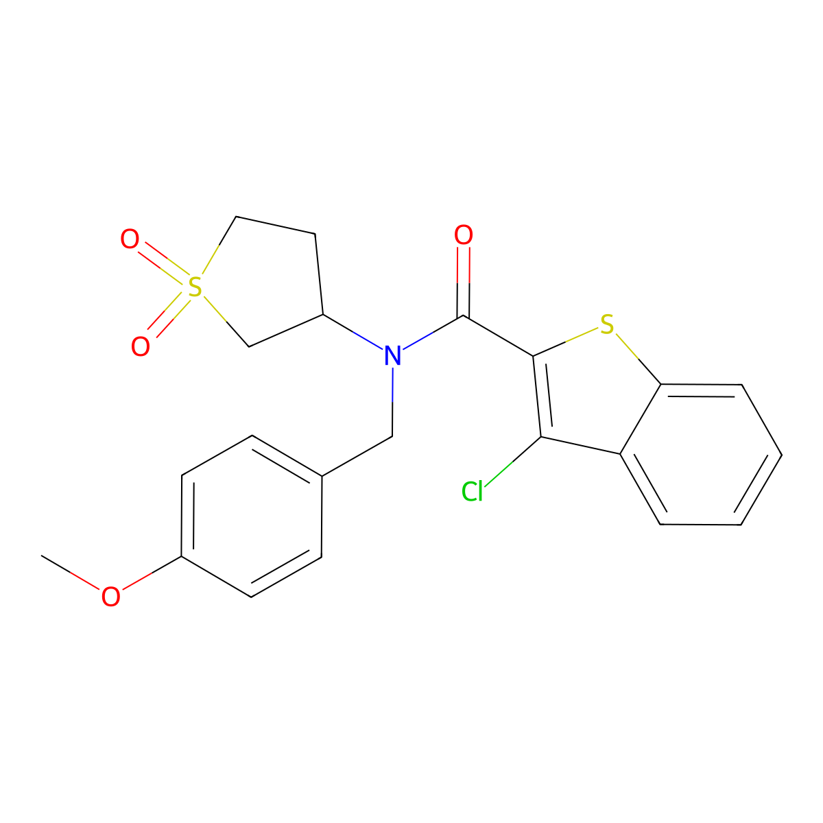 3-chloro-N-(1,1-dioxidotetrahydrothiophen-3-yl)-N-(4-methoxybenzyl)-1-benzothiophene-2-carboxamide molecular structure, CAS 620567-80-8
