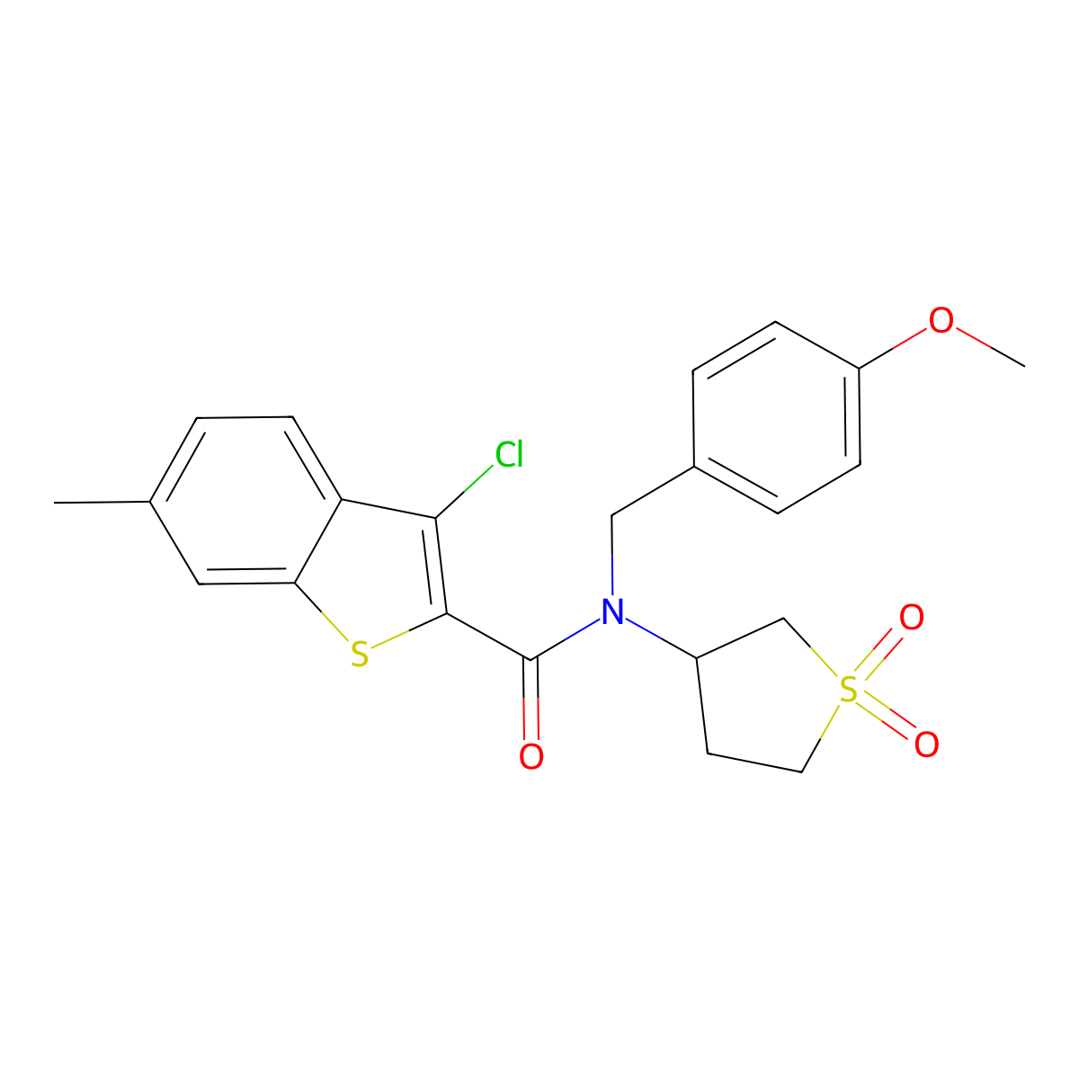 3-chloro-N-(1,1-dioxidotetrahydrothiophen-3-yl)-N-(4-methoxybenzyl)-6-methyl-1-benzothiophene-2-carboxamide molecular structure, CAS 620567-85-3