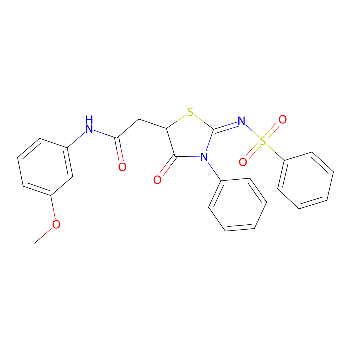 2-[2-(benzenesulfonylimino)-4-oxo-3-phenyl-5-thiazolidinyl]-N-(3-methoxyphenyl)acetamide molecular structure, CAS 620567-88-6