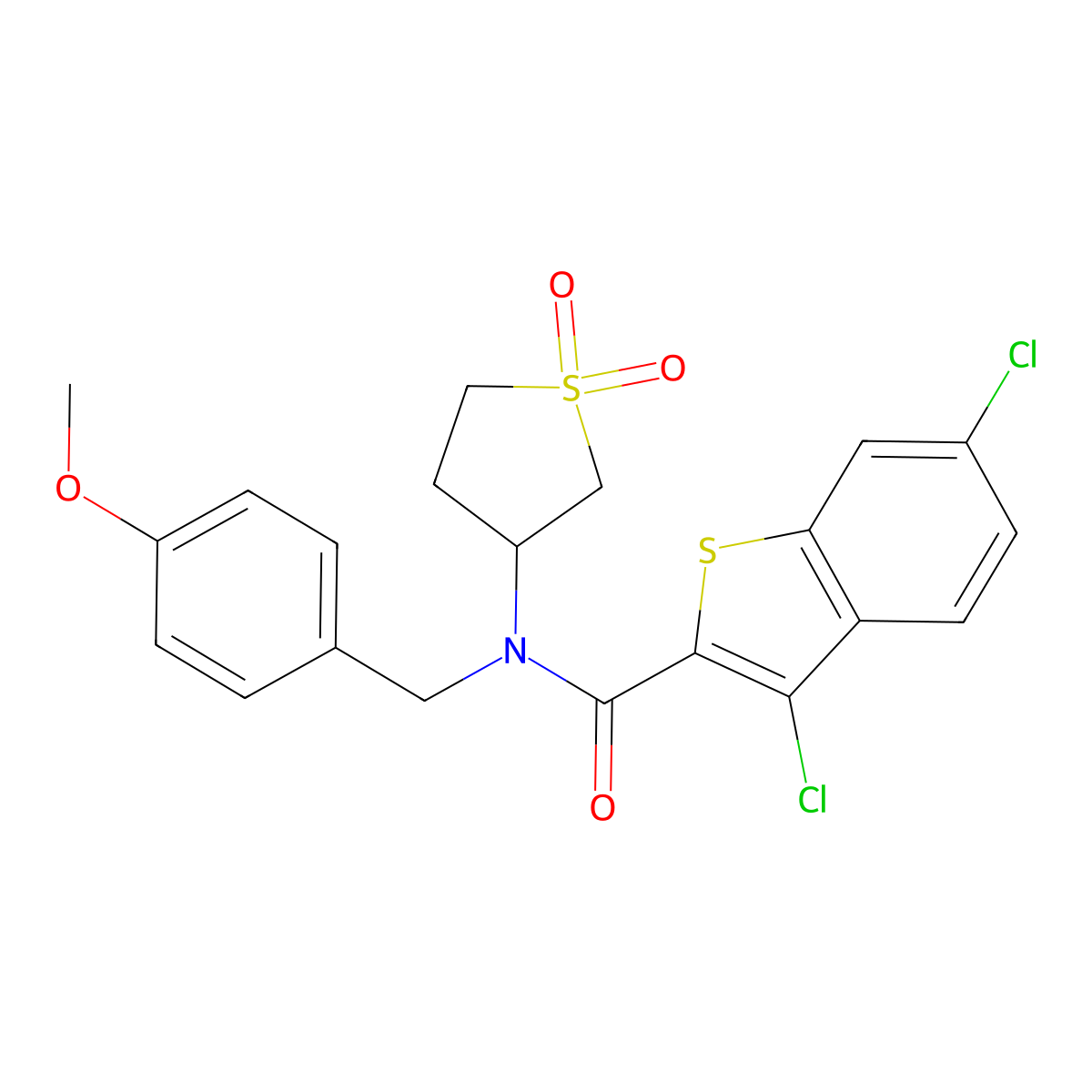 3,6-dichloro-N-(1,1-dioxidotetrahydrothiophen-3-yl)-N-(4-methoxybenzyl)-1-benzothiophene-2-carboxamide molecular structure, CAS 620567-91-1