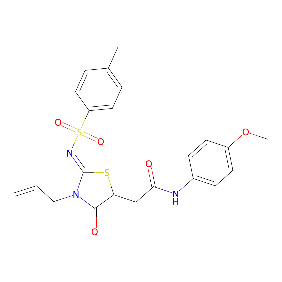 2-(3-allyl-2-{[(4-methylphenyl)sulfonyl]imino}-4-oxo-1,3-thiazolidin-5-yl)-N-(4-methoxyphenyl)acetamide molecular structure, CAS 620568-26-5