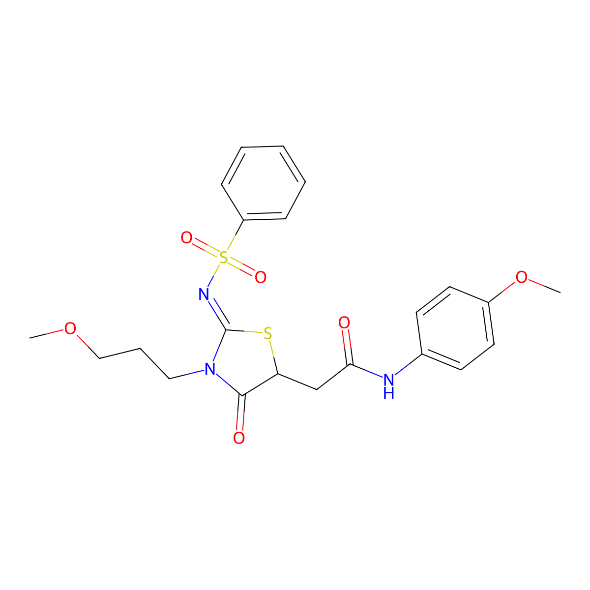 2-[2-(benzenesulfonylimino)-3-(3-methoxypropyl)-4-oxo-1,3-thiazolidin-5-yl]-N-(4-methoxyphenyl)acetamide molecular structure, CAS 620568-56-1