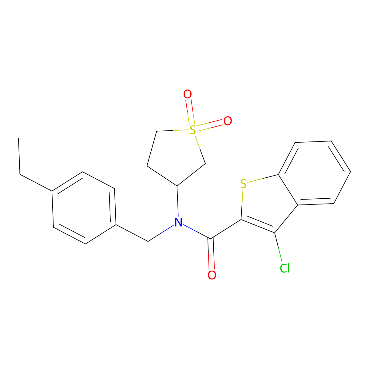 3-chloro-N-(1,1-dioxidotetrahydrothiophen-3-yl)-N-(4-ethylbenzyl)-1-benzothiophene-2-carboxamide molecular structure, CAS 620569-85-9